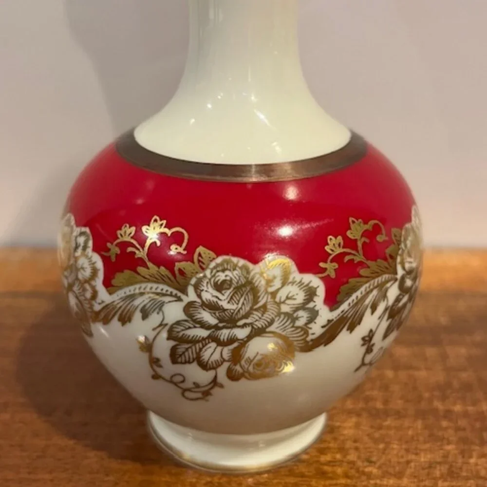 Vintage Alka Bavaria Gold Flowers Rubin Collection Vase